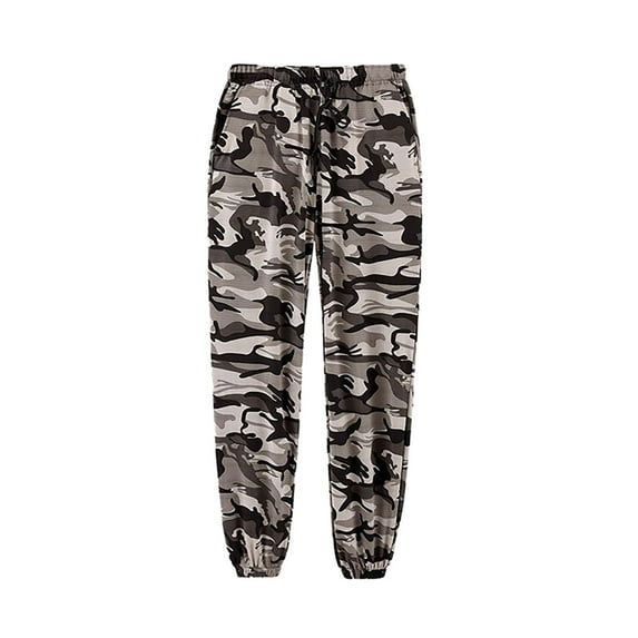 EHRWE Mens Pants Male Camo Cargo Pants Casual Outdoor Hiking Trousers Elastic Waist Drawstring Pocket Athletic Joggers Classic Fit