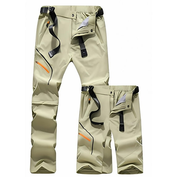 EHRWE Mens Pants Male Zipper Hiking Pants Breathable Soft Outdoor Functional Pants Detachable Hiking Pants (Including Belt) Loose Trousers