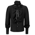 thumbnail image 1 of EHRWE Mens Shirts Male Spring Summer Solid Color Pleated Shirt Top Vacation Shirt, 1 of 8
