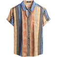 thumbnail image 1 of EHRWE Mens Shirts Men's Striped Shirt Leisure Short Sleeve Button Down Shirt Loose Fit Casual, 1 of 5