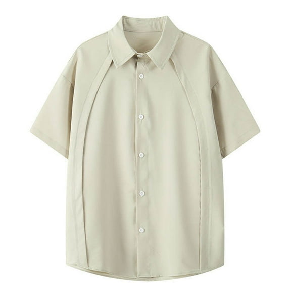 EHRWE Mens Shirts Summer Male Fashion Casual Plus Size Loose Short Sleeve Shirt Beach Hawaiian Shirts