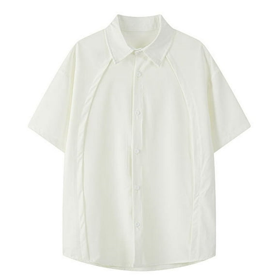 EHRWE Mens Shirts Summer Male Fashion Casual Plus Size Loose Short Sleeve Shirt Vacation