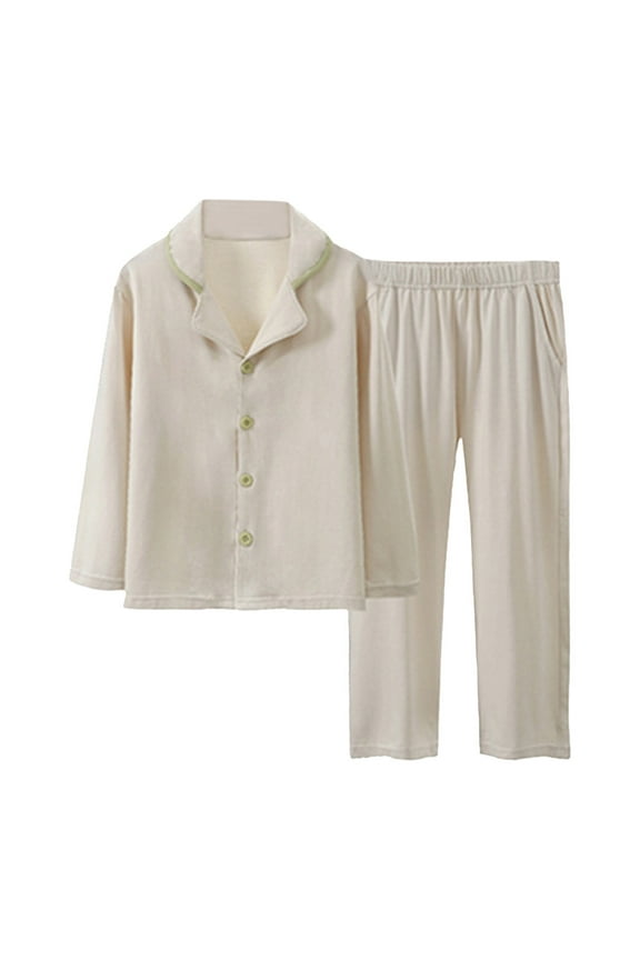 Pajamas Set For Boys Kids Clothes Set Button Down Top Pants Long Sleeve Soft Comfortable Kid Sleepwear