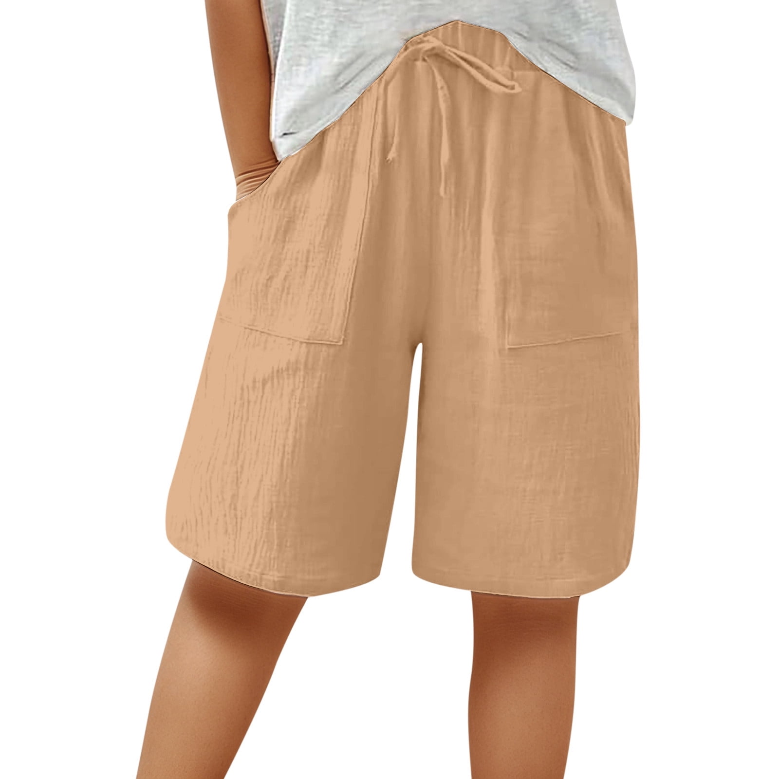 EHRWE Mens Casual Pants Shorts For Women Knee Length Linen