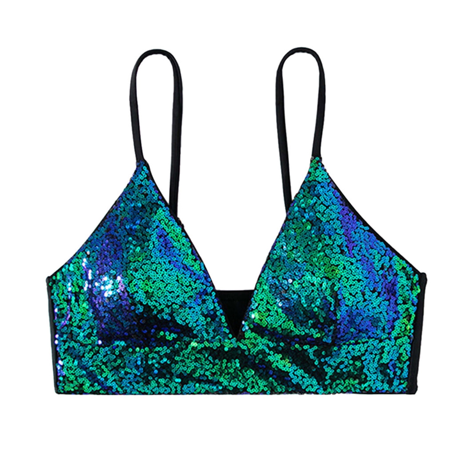 EHRWE Seamless Bras For Women Bikini Top Lingerie Sequin Multi Color ...