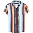thumbnail image 1 of EHRWE Shirts For Men Male Striped Shirt Casual Short Sleeve Button Down Shirt Tops For Mens, 1 of 6