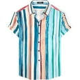 thumbnail image 1 of EHRWE Shirts For Men Male Striped Shirt Leisure Short Sleeve Button Down Shirt Loose Fit Casual, 1 of 5