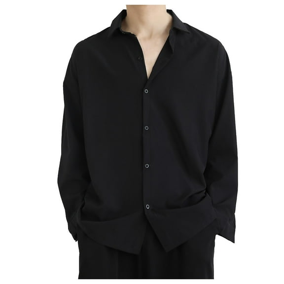 EHRWE Shirts For Men Shirt For Male Tech Long Sleeve Shirt Leisure Workout Loose Fit Casual