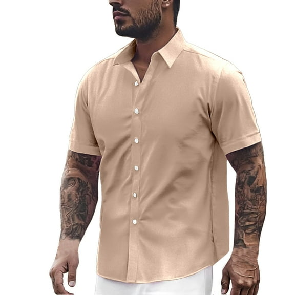 EHRWE Shirts For Men Short Sleeve Slim Fit Business Casual Shirts For Men Button Up Shirts Hawaiian Vacation Clothes