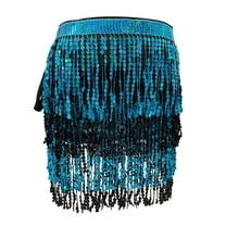 EHRWE Skirts For Women Boho Fringe Skirt Sequin Tassel Belly Dance Scarf Rave Party Skirts Belts For Women Girls Skirt For Party