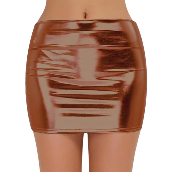 EHRWE Skirts For Women Carnival Dazzling Metal Wrap Skirt Fashion Elegant Women's Skirt Leather Skirt For Carnival Festival Party