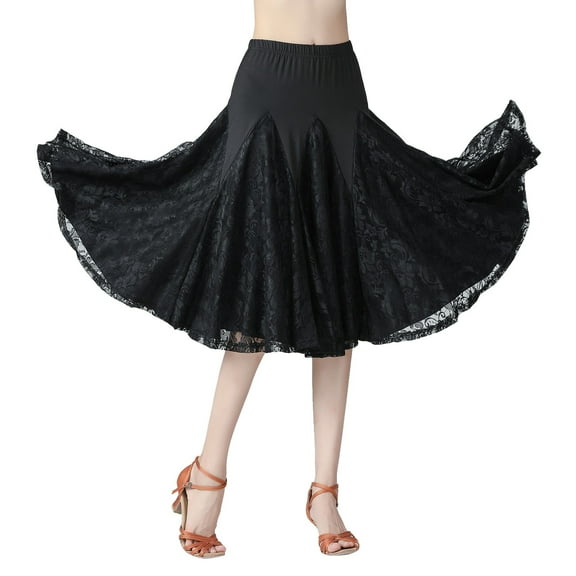 EHRWE Skirts For Women Large Swing Half Skirt Lace Dance Skirt Ballroom Practice Skirt Performance Skirt For Carnival Festival Party