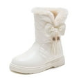 thumbnail image 1 of EHRWE Snow Boots For Kids Girls Autumn Winter Thick Soles Non Warm Comfortable Fashion Solid Color Bow Boots Fashionable, 1 of 9