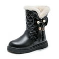 thumbnail image 1 of EHRWE Snow Boots For Kids Girls Autumn Winter Thick Soles Non Warm Comfortable Fashion Solid Color Bow Boots Fashionable, 1 of 9