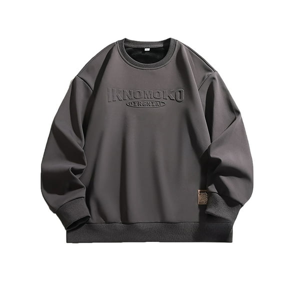 EHRWE Sweatshirts For Men Fashion Autumn Winter Solid Color Sweatshirt Men's Casual Coat Large Size Loose Leisure