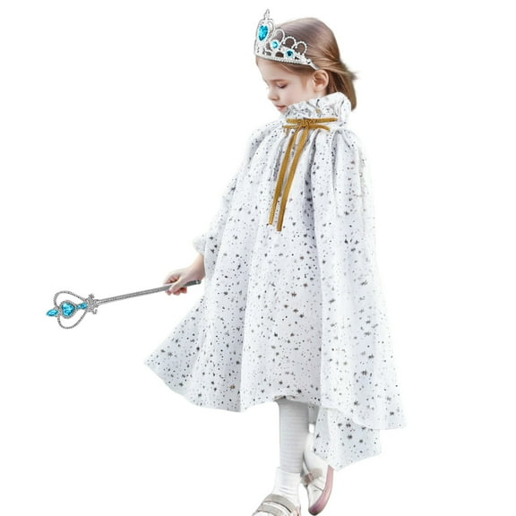 EHRWE Toddler Girl Clothes Girl's Party Set With Star Wand Glitter Headband Jewelry Cape For Birthday Dress Up Cloak One Size