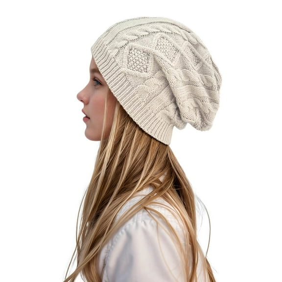 EHRWE Winter Beanie Hat For Women Casual Solid Color Winter Outdoor Hood Hat Cover Knitted Hat Fashion