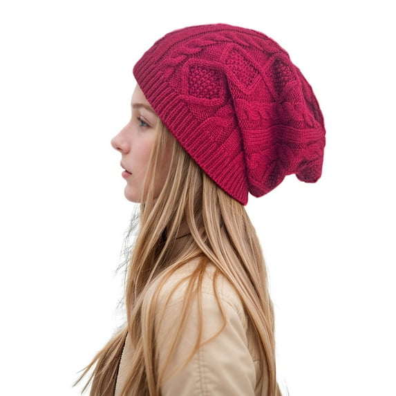 EHRWE Winter Beanie Hat For Women Casual Solid Color Winter Outdoor Hood Hat Cover Knitted Hat Fashionable