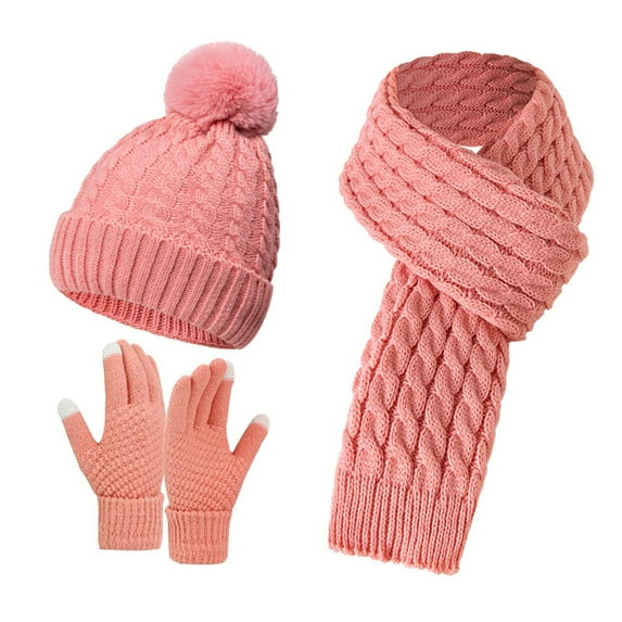 EHRWE Winter Beanie Hat Scarf Gloves Set For Women Lined Knit Hat Warm Long Scarf Winter Fashionable