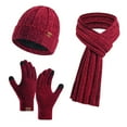 thumbnail image 1 of EHRWE Winter Beanie Hat Scarf Gloves Set For Women Solid Color Winter Thickened Hat Scarf And Gloves 3 Piece Set Classic, 1 of 4