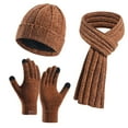 thumbnail image 1 of EHRWE Winter Beanie Hat Scarf Gloves Set For Women Solid Color Winter Thickened Hat Scarf And Gloves 3 Piece Set Fashionable, 1 of 4