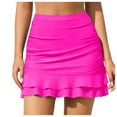 thumbnail image 1 of EHRWE Women Swim Shorts Swim Skirt For Bathing Suit Bottoms High Waisted Ruched Skirt Swimsuits With Built In Brief Skirt Hot Pink, Sizes S-2XL, 1 of 9