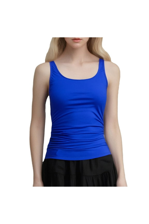 Women's Bikini Top Ladies Fashion Slim Crew Neck Vest Solid Color Swimsuit Top Beachwear