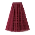 thumbnail image 1 of EHRWE Women's Skirt A Line Pleated Skirt Long Tutu Skirt Ruffle Mesh Vintage Calf Length Chiffon High Waist Skirt Festival Party Skirt, 1 of 6