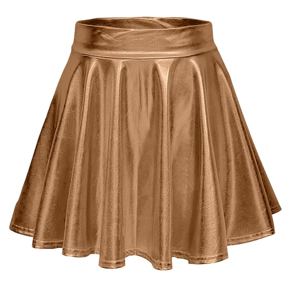 EHRWE Women's Skirt Metallic Skater Skirt Sparkly Shiny Flared Pleated A Line Mini Skort Carnival Festival Skirts for Women