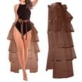 thumbnail image 1 of EHRWE Women's Skirt Women Solid Color Mesh Skirt 6 Layered Tie On Belt Tutu Overskirt Carnival Festival Skirts for Women, 1 of 6