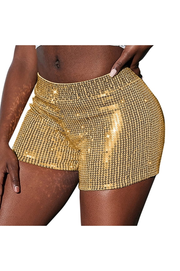 Women's Summer Casual Cargo Shorts High Waist Casual Shorts Pants High Elastic Sequins Bar Performance Clothing Shorts