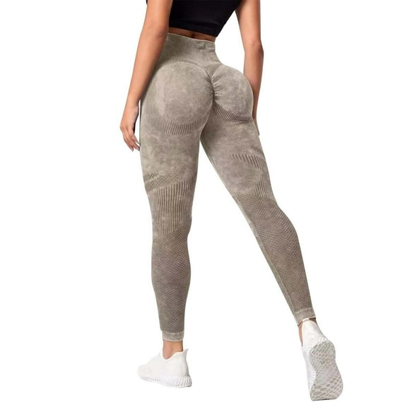 EHRWE Women's Yoga Pants New Hollowed Out Seamless Yoga Pants Washed Frosted High Waisted Lifting Tight Fitting Sports Fitness Pants For Women Fashion