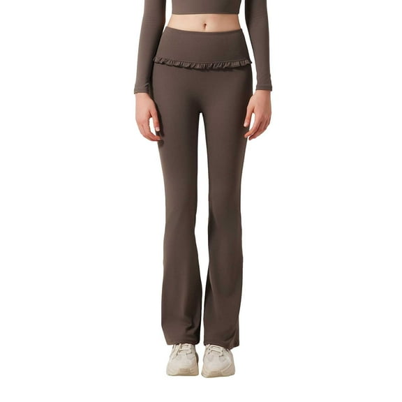 EHRWE Women's Yoga Pants Ruffled Flared Yoga High Waist Sports Flared Pants Classic