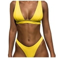 thumbnail image 1 of EHRWE Womens Bikini Set Ladies Two Piece Swimsuit Solid Color Bikini Summer Beach Vacation Vacation Swimwear, 1 of 5