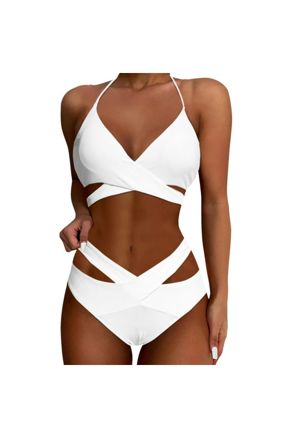 Womens Bikini Set Two Piece For Female High Waisted Bikini Push Up Swimsuit Wrap Bathing Suit Beach Outfits