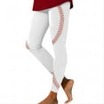 thumbnail image 1 of EHRWE Womens Leggings Ladies Casual Sports Yoga Pants Baseball Print Tight Leggings Casual Training Pants Trendy Workout Yoga Pants, 1 of 4