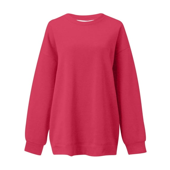EHRWE Womens Sweatshirts Casual Women's Fashion Solid Color Pullover Long Sleeve Crewneck Long Sleeve Sweatshirt Fall Winter Clothes
