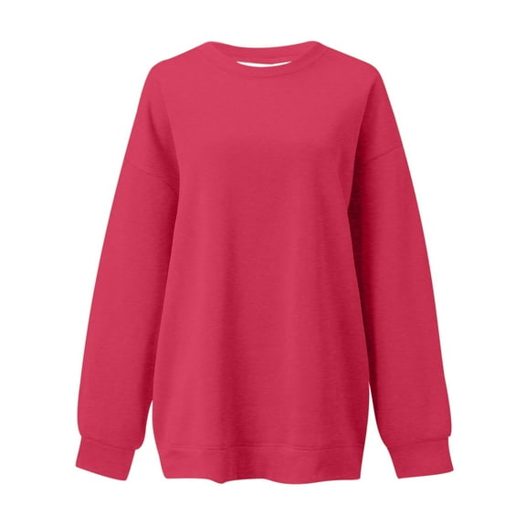 EHRWE Womens Sweatshirts Casual Women's Fashion Solid Color Pullover Long Sleeve Long Sleeve Crew Neck Sweatshirt Fall Outfits 2024