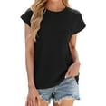 thumbnail image 1 of EHRWE Womens T Shirts Ladies Spring Summer Solid Color Crew Neck Loose Short Sleeve T Shirt Top Fashion Clothes 2025, 1 of 4