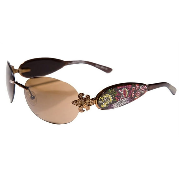 EHS-014 Three Old School Roses Sunglasses - Cocoa/Brown