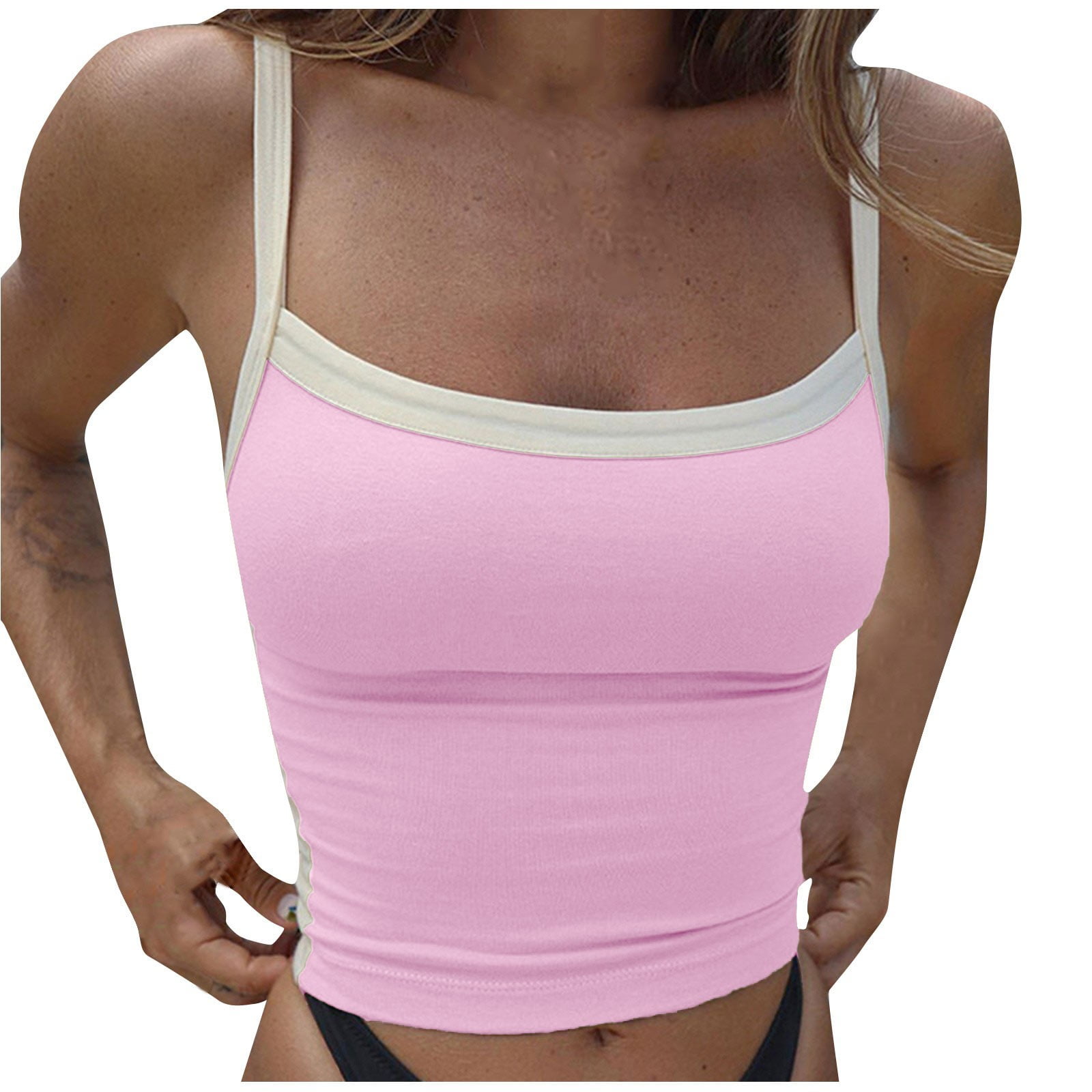 EHTMSAK Basic Crop Tank Tops for Women Square Neck Swim EHTMSAK Basic Crop Tank Tops for Women Square Neck Swim