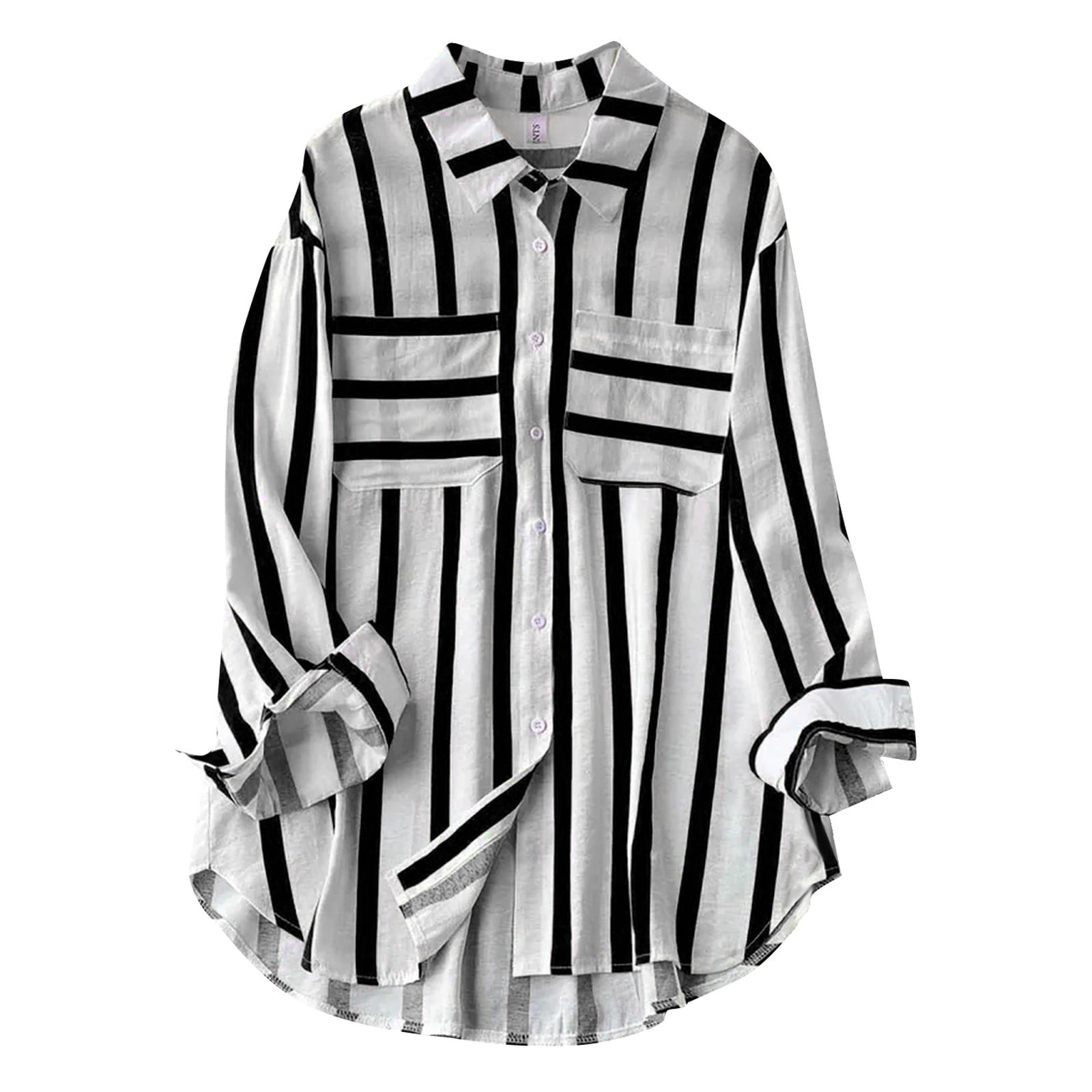 Black and white hot sale striped high low shirt