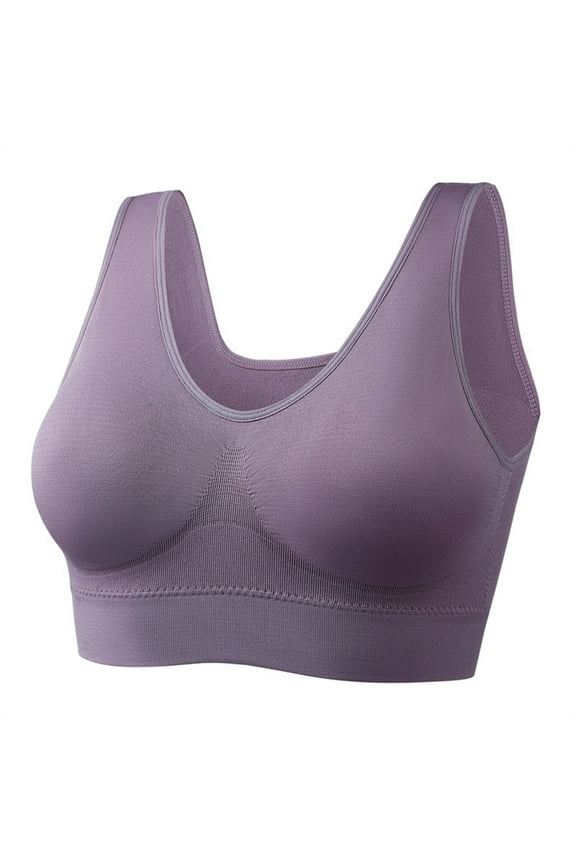 Bralette Yoga Seamless Bralette Tank Tops for Women Push Up Support Camisole for Women Shelf Bra Adjustable High Impact Sports Bras for Women Full Coverage Purple 4X