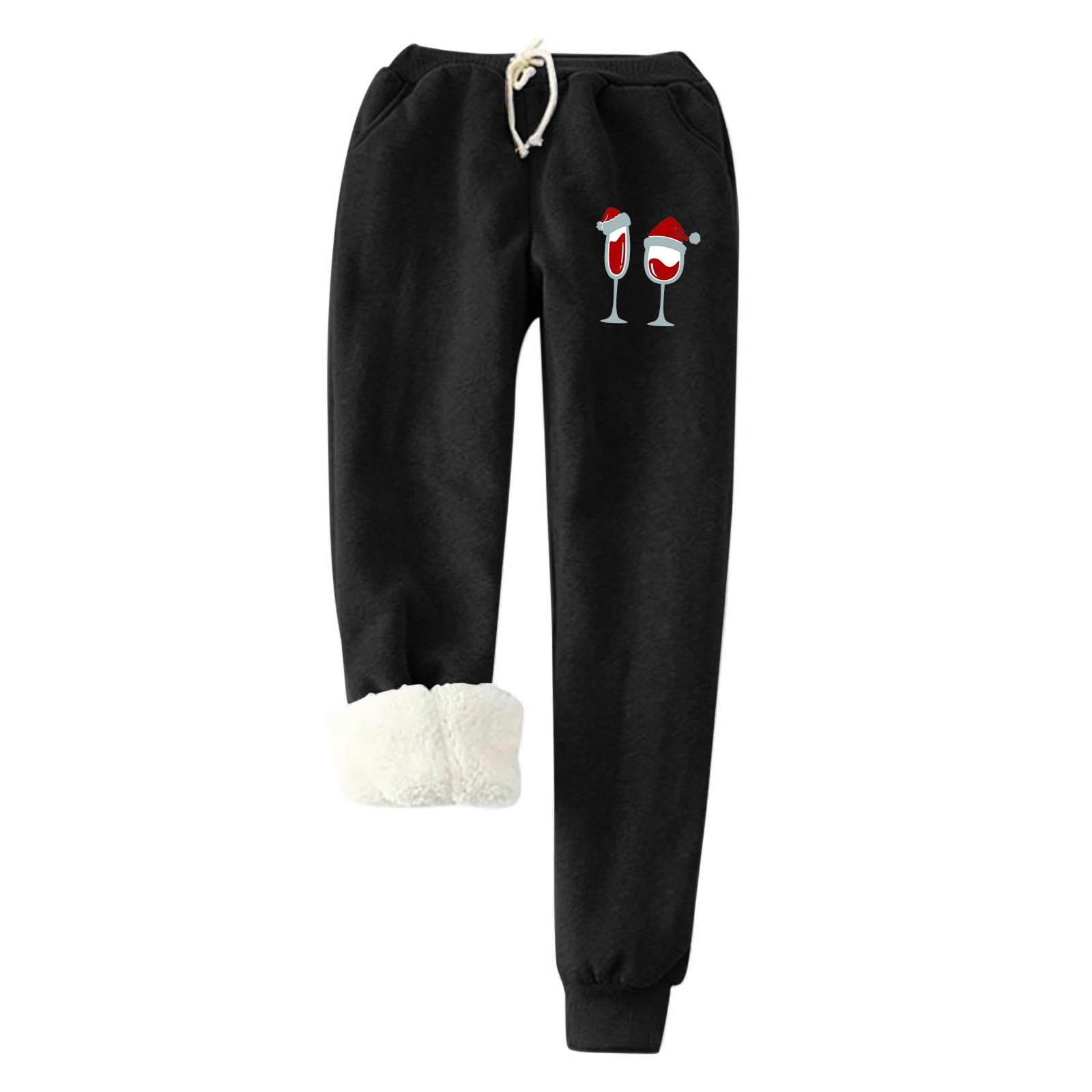 EHTMSAK Christmas Black Gym Leggings for Women Fleece Lined Slim Fit