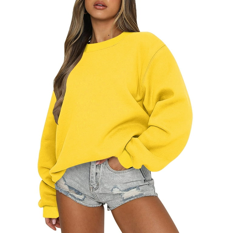 Women's yellow crew neck sweatshirt shop