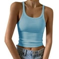 thumbnail image 1 of EHTMSAK Crop Tank Tops for Women Ribbed Square Neck Spaghetti Straps Y2k Tank Top Sleeveless Teen Girl Junior Racerback Camisole, 1 of 4