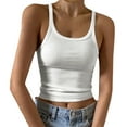 thumbnail image 1 of EHTMSAK Crop Tank Tops for Women Ribbed Square Neck Spaghetti Straps Y2k Tank Top Sleeveless Teen Girl Junior Racerback Camisole, 1 of 4