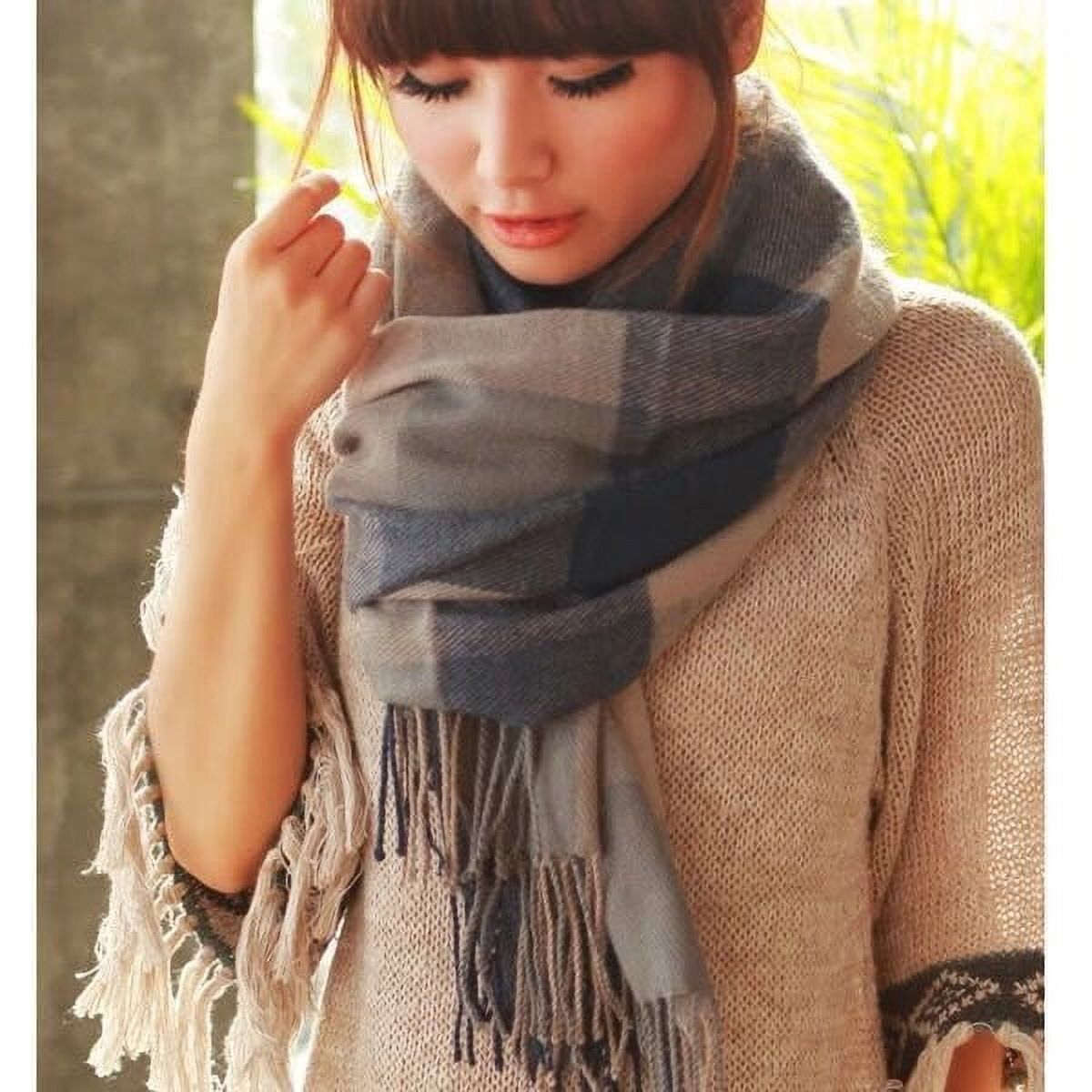 EHTMSAK Dressy Scarves for Women Lightweight Chunky Wrap Soft Checked Oversized Winter fall Warm Scarf as show Free Size