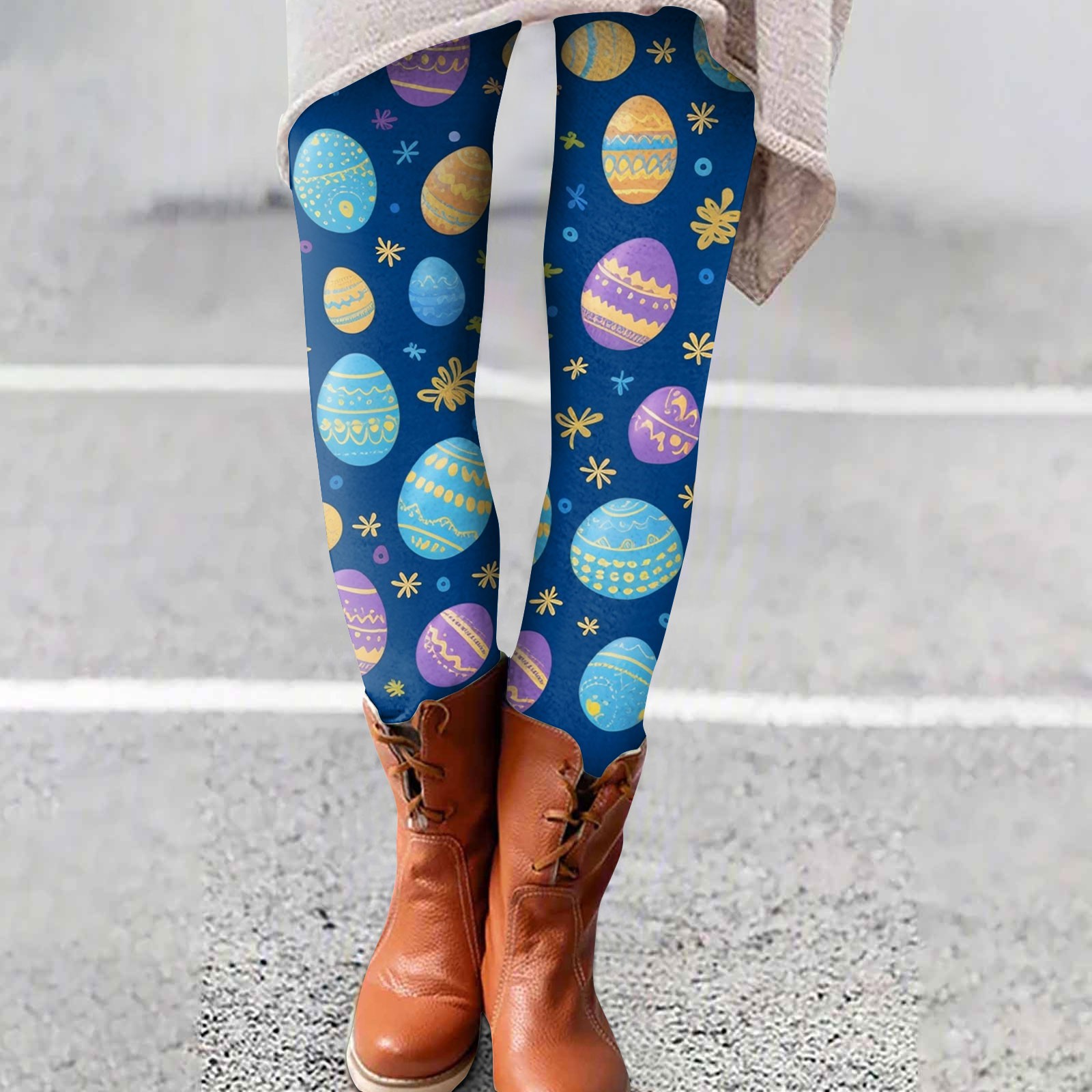 EHTMSAK Easter Leggings for Women Rabbit Print Stretchy Tummy Control