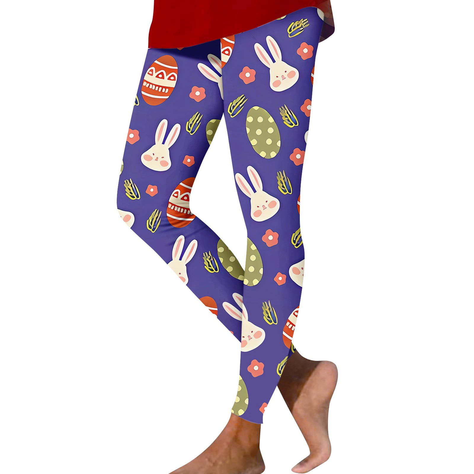 EHTMSAK Easter Leggings for Women Soft Workout Gym Fitness Rabbit Print